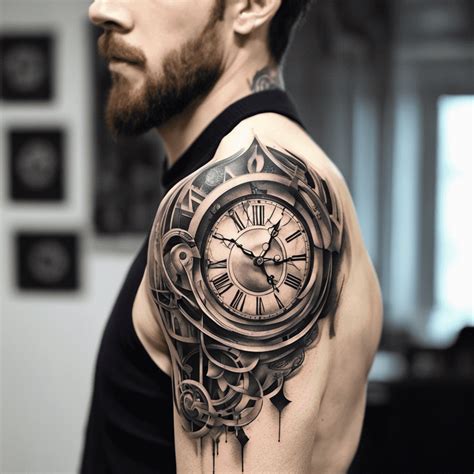 clock tattoo designs|mechanical clock tattoo design.